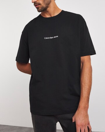 Calvin Klein Jeans Grid Monogram Short Sleeve T-shirt Black