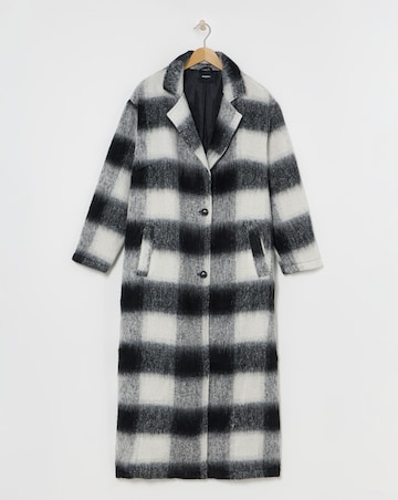 Brushed Mono Check Maxi Coat