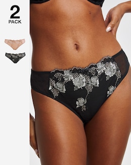 Pretty Secrets (2 Pack) Libby Matching Briefs Almond/Black