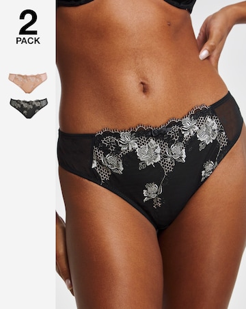 Pretty Secrets (2 Pack) Libby Matching Briefs Almond/Black