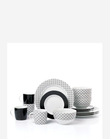 Waterside Black Geo 16 Piece Dinner Set