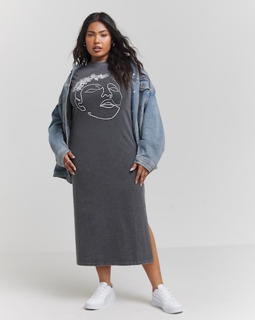 Simply Be Acid Wash Cotton Jersey T-Shirt Dress