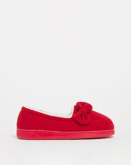 Suki Soft Warm Lined Bow Slippers - Extra Wide Fit (EEE)