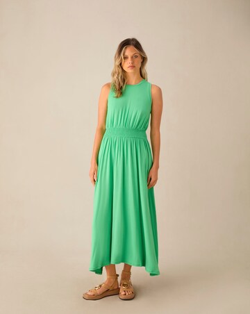 Ro&Zo Green Jersey Shirred Waistband Dress