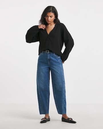 Simply Be Mid Wash Barrel Leg Jean