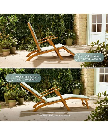 VonHaus Hudson Grey Garden Adjustable Sun Lounger with Cushion