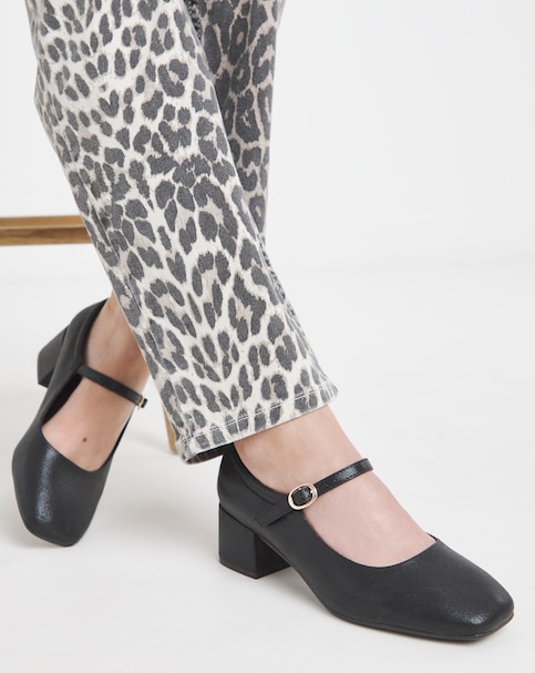 Heavenly Soles Patricia Block Heel Mary Janes - Wide Fit (E)