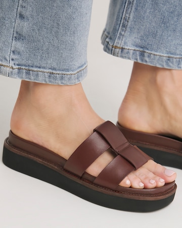 Rosalind Leather Twin Strap Mule - Wide Fit (E)