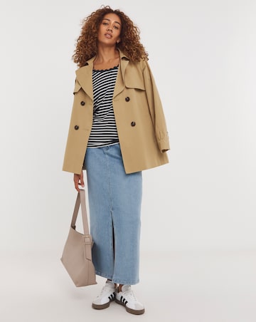 Stripe Scallop Scoop Neck Long Sleeve Top
