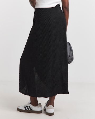 Black Crinkle Pull On Jersey Midi Wrap Skirt