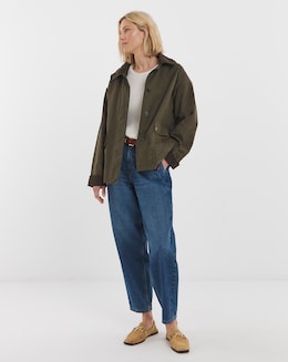 Dark Khaki Coated Hooded Barn Jacket