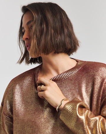 Simply Be X Twisted Wunder Gold Metallic Foil Jumper