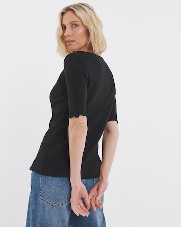 Lettuce Half Sleeve Rib Cardi