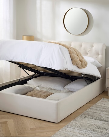 Megin Buttoned Ottoman Bed Frame