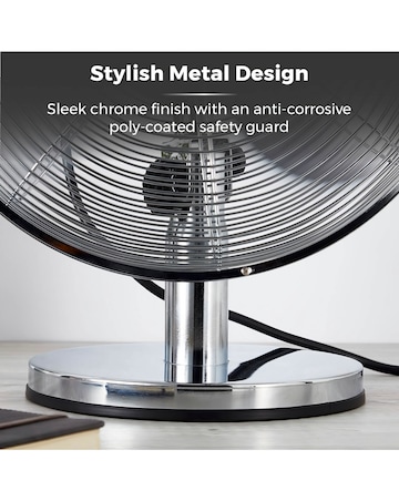 Tower 12 Silver Chrome Metal Desk Fan
