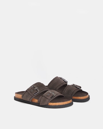 Chester Suede Two Strap Mule Sandals - Wide Fit (E)