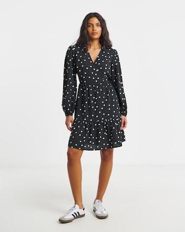 Simply Be Mono Spot Print Wrap Smock Dress