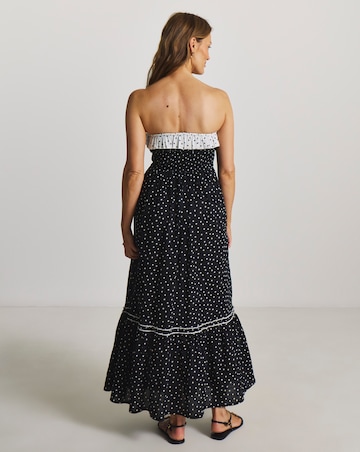 Figleaves Tiered Maxi Bandeau Spot Print Beach Dress