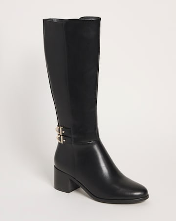 Cushion Walk Block Heel Knee High Boot Extra Wide EEE Fit Standard Calf