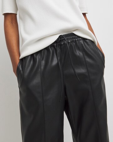 Black PU Leather Look Wide Leg Jogger