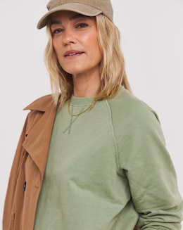 Green Acid Wash Classic Longline Sweatshirt