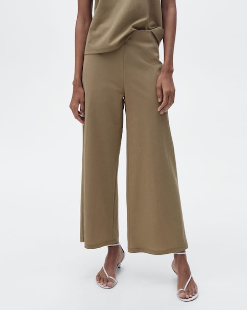Mango Cropped Palazzo Trouser
