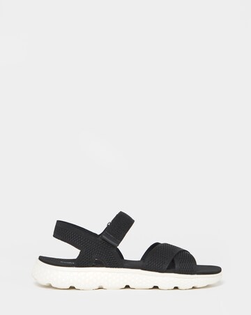 Cushion Walk Black Knit Strappy Sandals - Extra Wide Fit (EEE)
