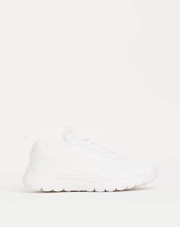 Cushion Walk White Lace Up Trainers- Extra Wide Fit (EEE)