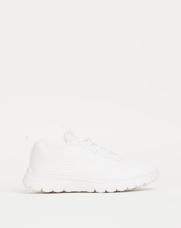 Cushion Walk White Lace Up Trainers- Extra Wide Fit (EEE)