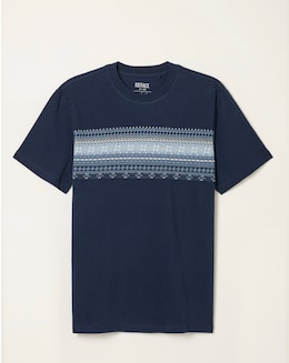FatFace Jacquard T-Shirt (Regular &amp; Tall) - Navy