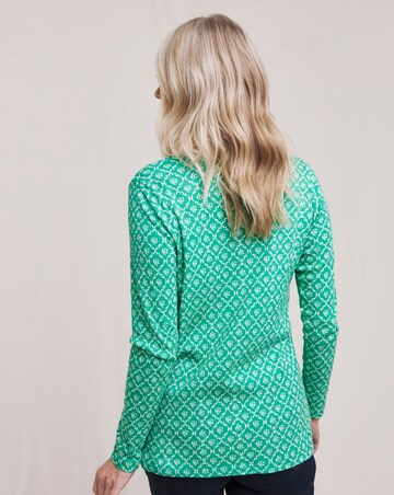 Julipa Printed Pure Cotton Ribbed Henley Top