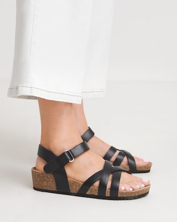 Ann Leather Strappy Footbed Sandal - Wide Fit (E)