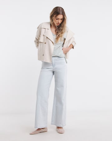 Simply Be Sage & Ecru Oversized Slouchy V Neck T-Shirt