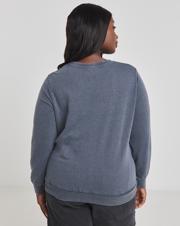 Navy Acid Wash Overlock Sweatshirt