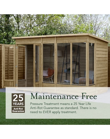 Forest 4LIFE Pent Summerhouse 8x6 - Double Door - 4 Window (Home Delivery)