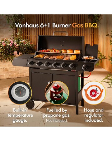 VonHaus 6+1 Burner Gas BBQ with Side Burner
