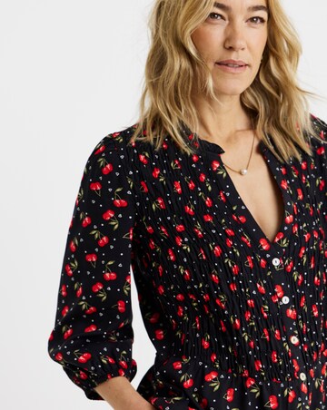 Shirred Button Through Top