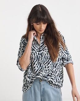 Printed Linen Mix Shirt