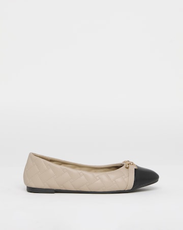 Ari Quilted Ballerinas With Trim - Wide Fit (E)
