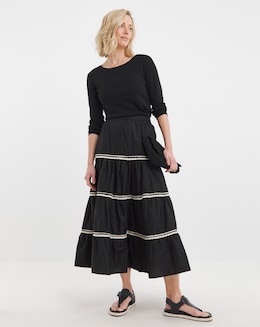 Black Tiered Maxi Skirt