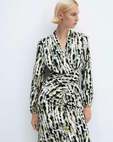Mango Printed Dress With Ruffled Detail