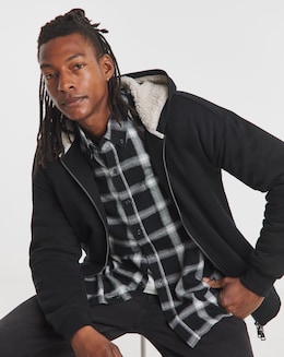 Borg Lined Full Zip Relaxed Hoodie