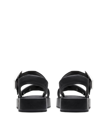 Clarks Black Alda Strap Leather Sandal -Wide Fit (E)