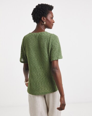 Khaki Boucle Angel Sleeve Top