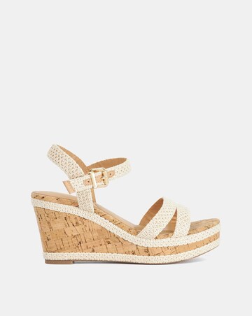 Dune Kipling Ecru Wedge Sandals - Wide Fit (E)