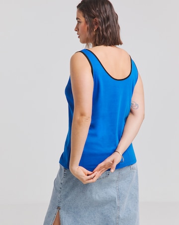 Simply Be Blue & Black Contrast Piping Tank