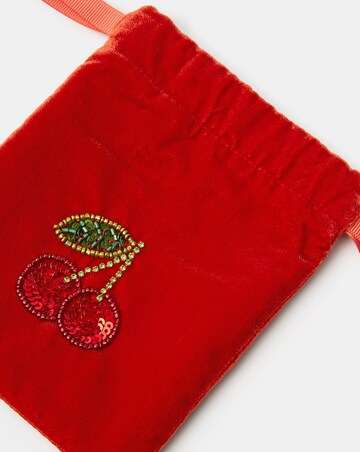 Accessorize Cherry Velvet Drawstring Bag