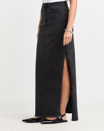 Black Side Split Maxi Skirt