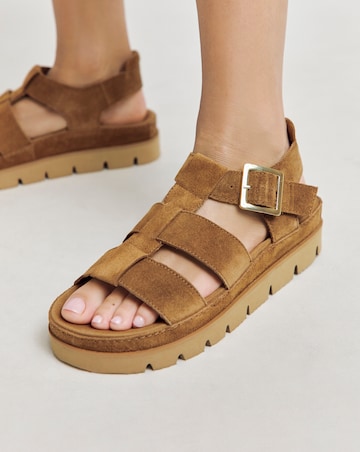Sakura Fisherman Suede Flatform Sandals - Extra Wide Fit (EEE)