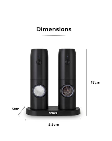 Tower Rechargeable Salt & Pepper Mill Black